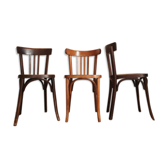 Set of 3 antique wooden bistro chairs