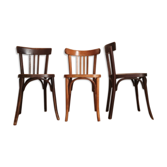 Lot de 3 chaises bistrot anciennes en bois