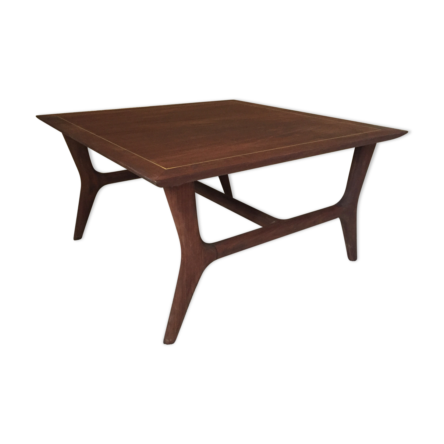 Teak and brass coffee table