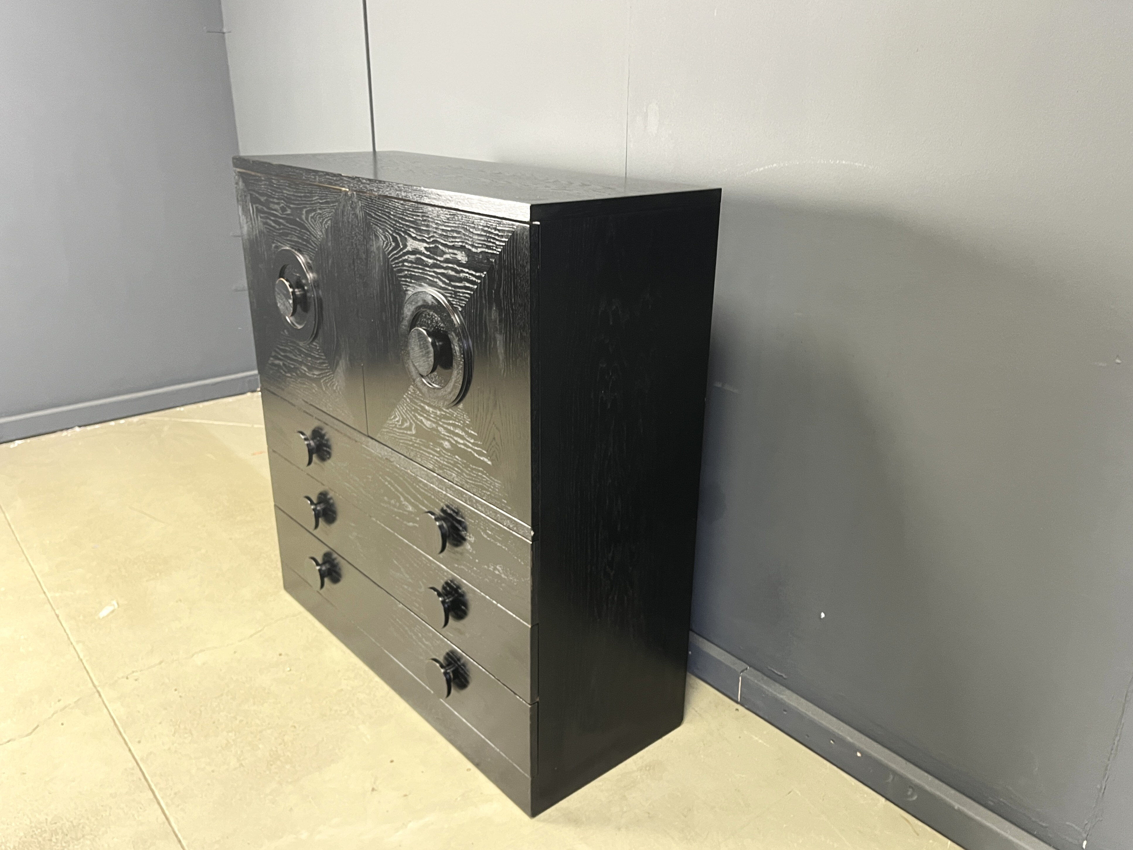 Black brutalist bar cabinet, 1970s