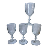 Lot de 4 verres à vin en cristal gravé années 40-50