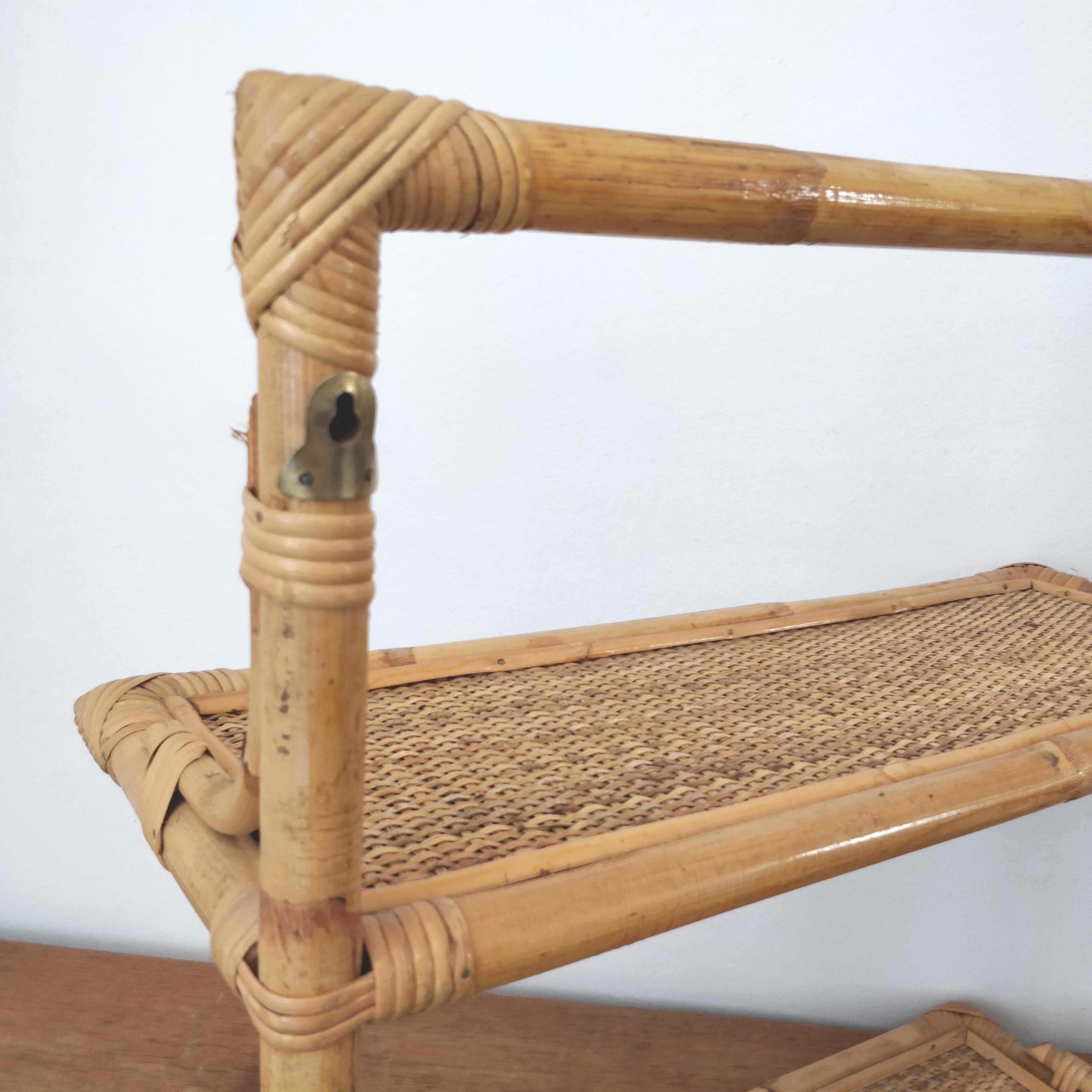 1960s rattan wall shelf