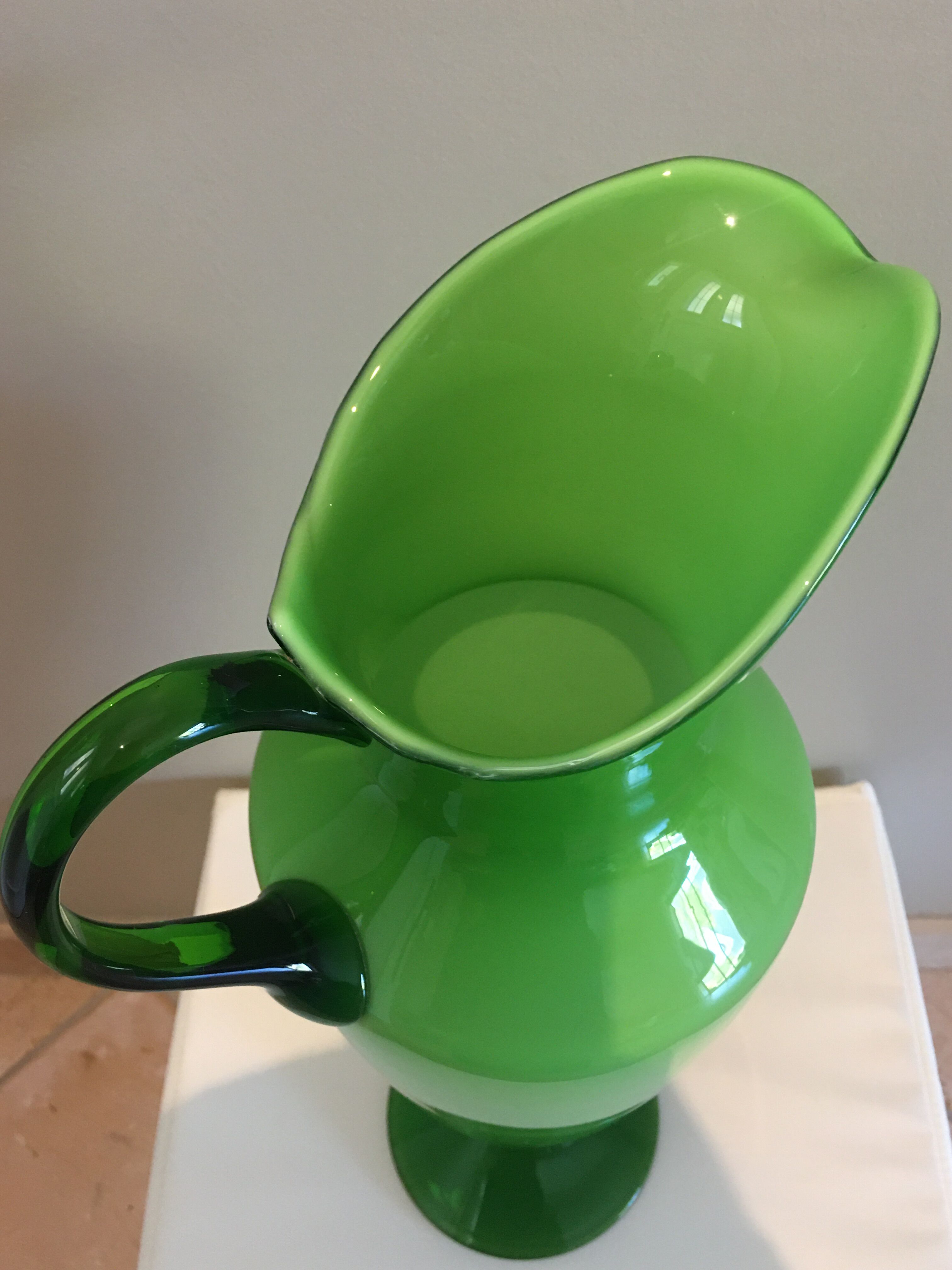 Large blown glass ewer