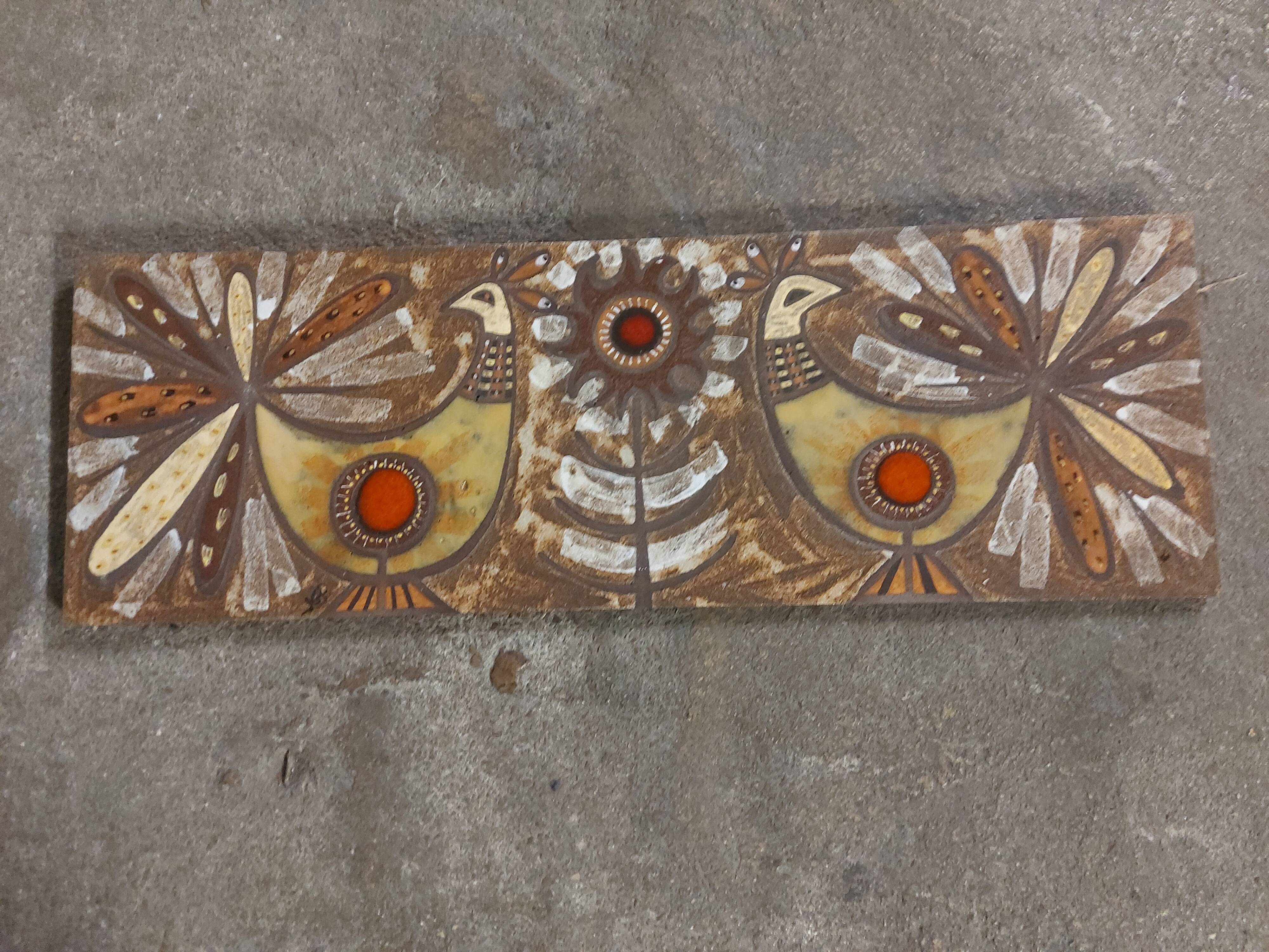 Plate, enamelled lava panel J.G Picard, Vallauris