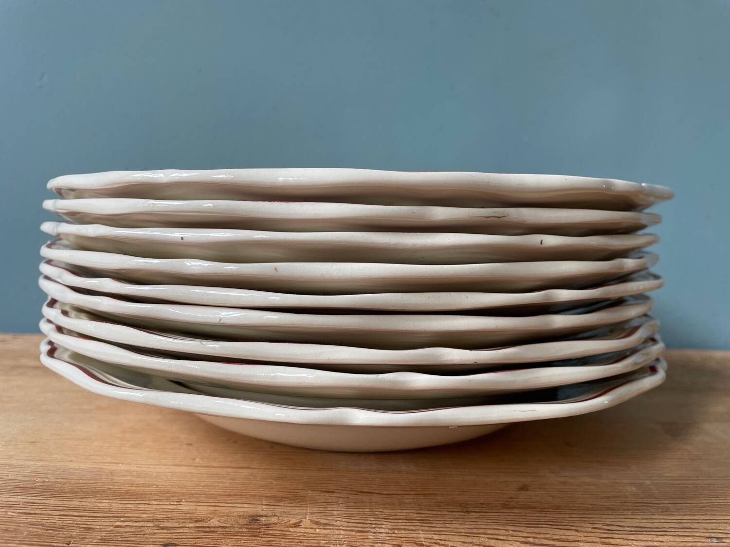 Series of 9 Sarreguemines France soup plates, Agreste collection