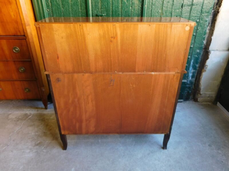 Secretaire commode a cylindre en bois verni