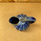 Antique alphonse mouton melon pitcher flamed ceramic blue vintage