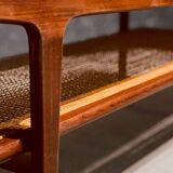 Teak Coffee table by with a rattan rack