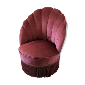 Pink velvet shell toad chair