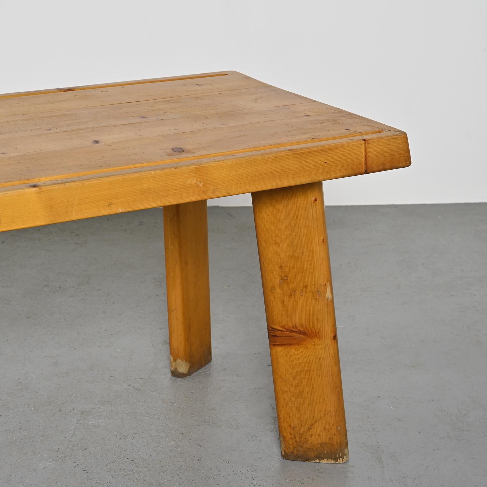 Table et bancs en mélèze par Christian Durupt, vers 1960