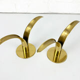 Pair of Lily brass candle holders, Ystad Metall, Sweden, design Ivar Ålenius Björk