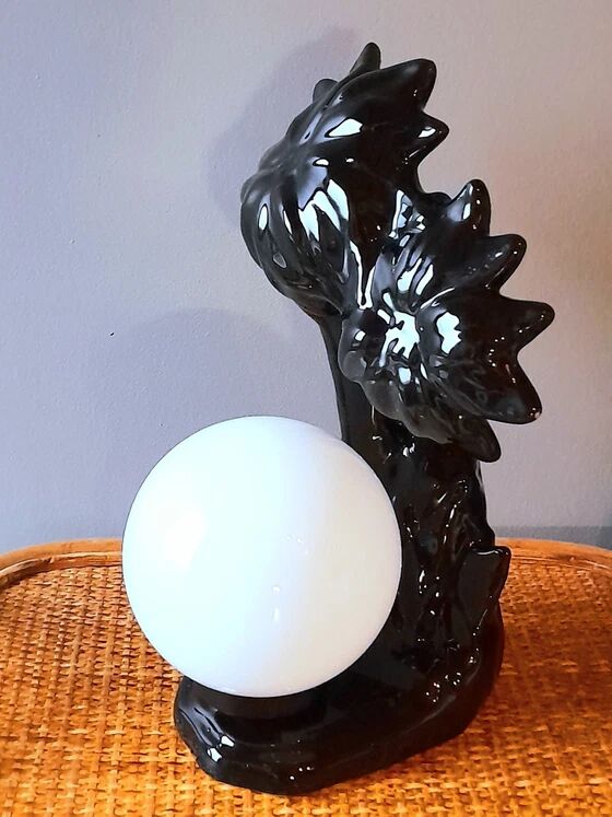 Ceramic and opaline palm tree lamp 1980