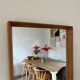Vintage Danish oak mirror with bevelled edges.