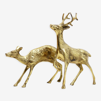 Pair of brass deer