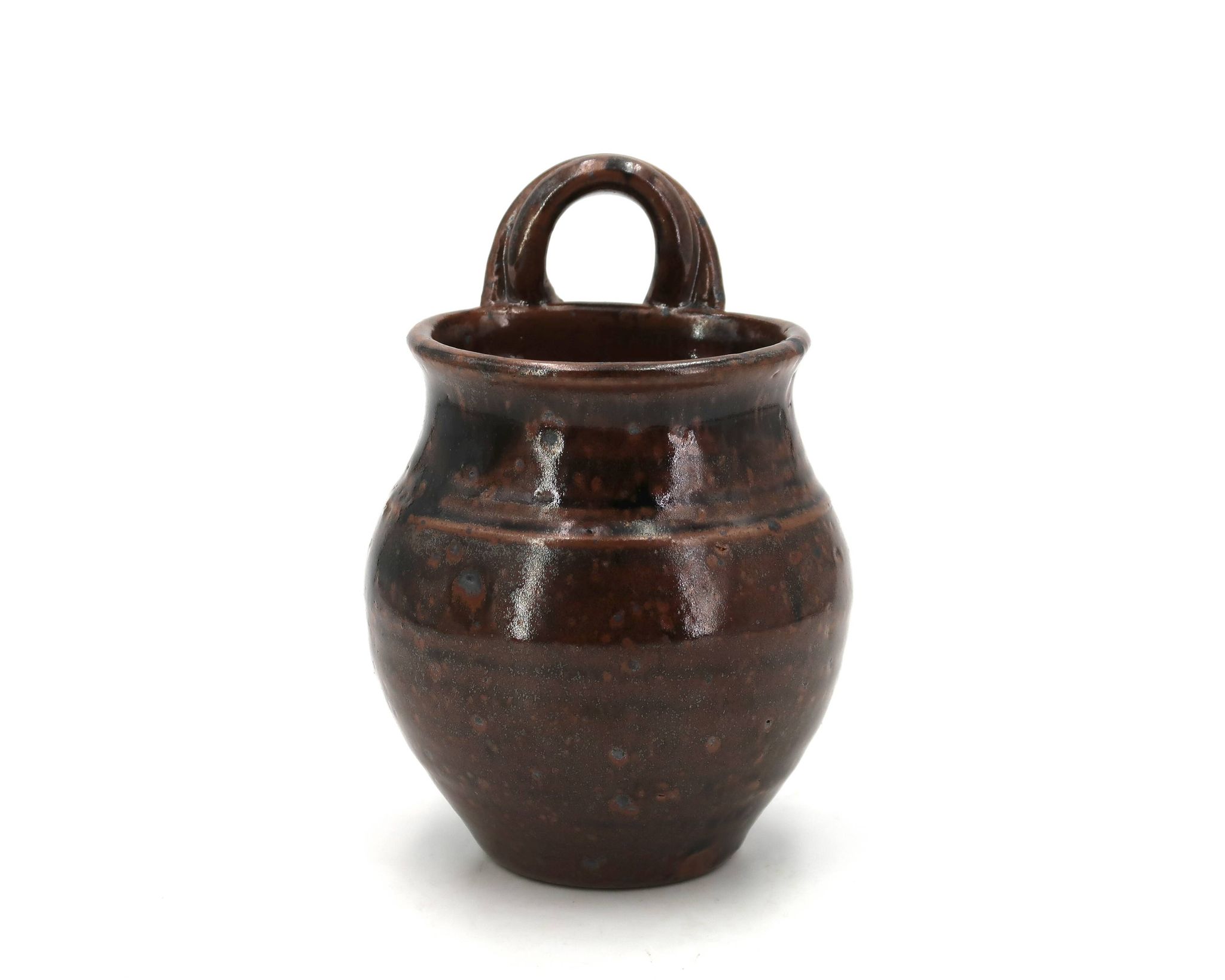 Brown ceramic wall vase by Guy Baudat, 1970s.