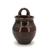 Brown ceramic wall vase by Guy Baudat, 1970s