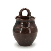 Brown ceramic wall vase by Guy Baudat, 1970s.