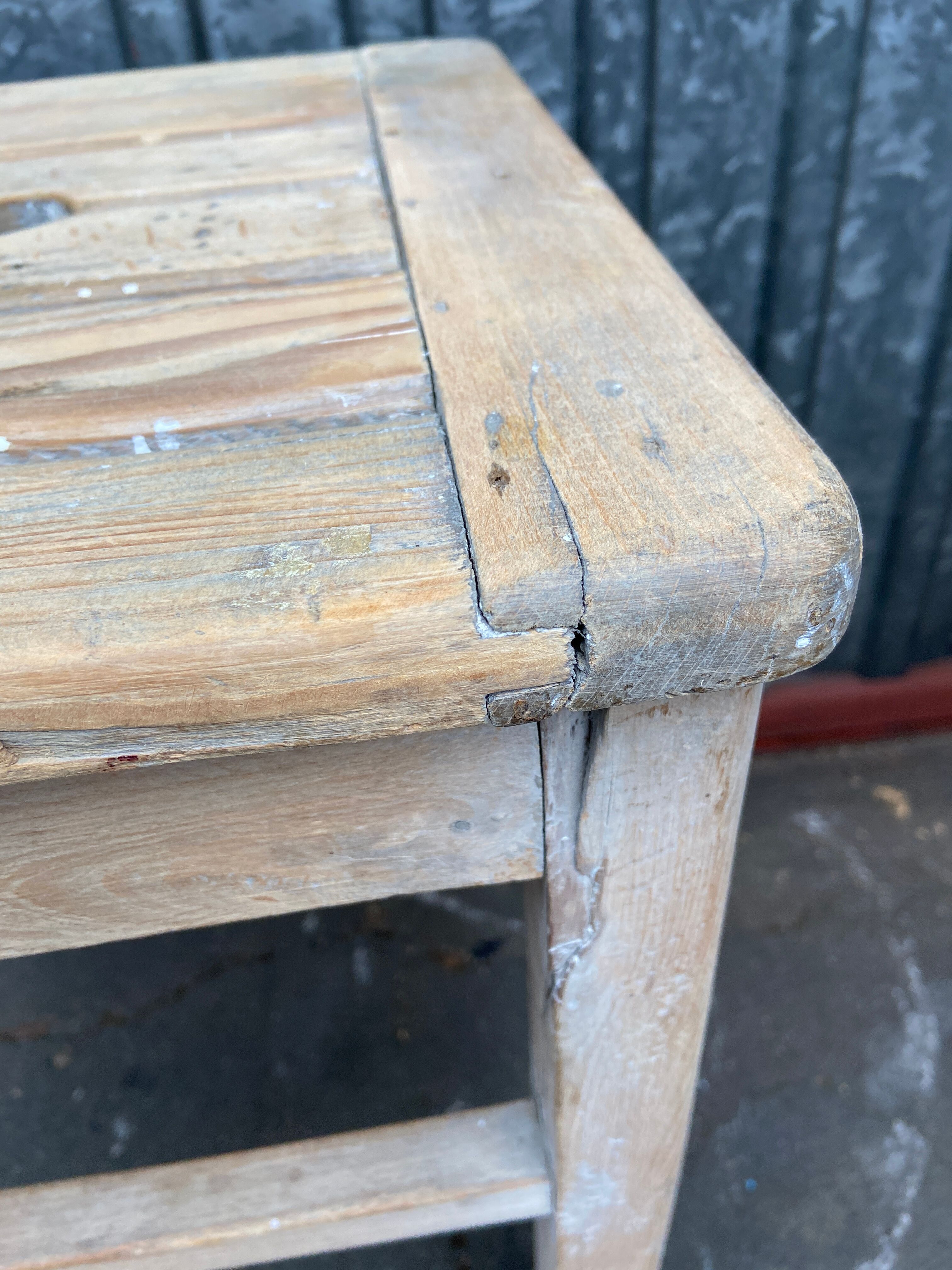 Rustic stool vintage raw natural wood 1950s