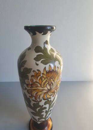 Grand vase floral multicolore en céramique Royal Gouda Porcelain Zuid Holland