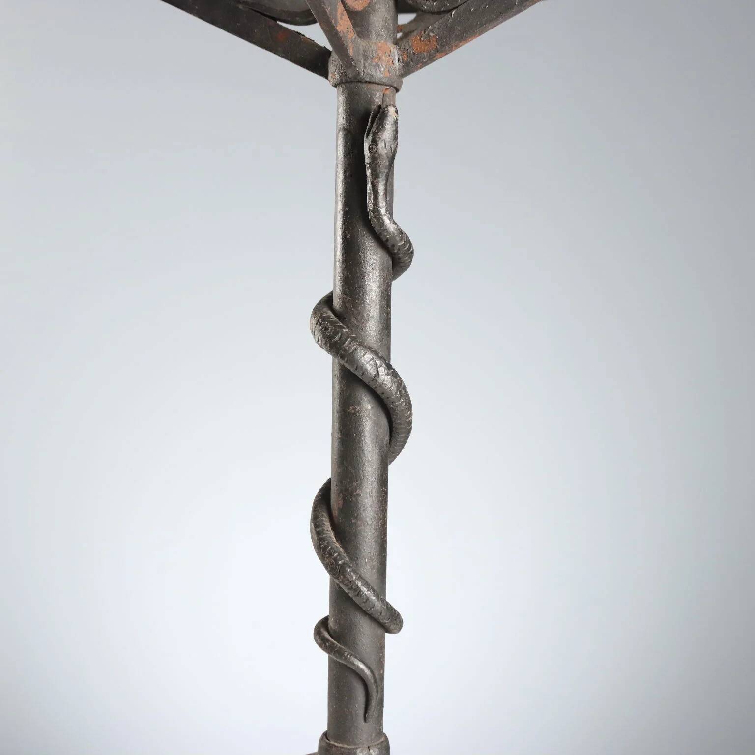 Wrought iron five-light torchère with twisted serpent - Italy late 19th century