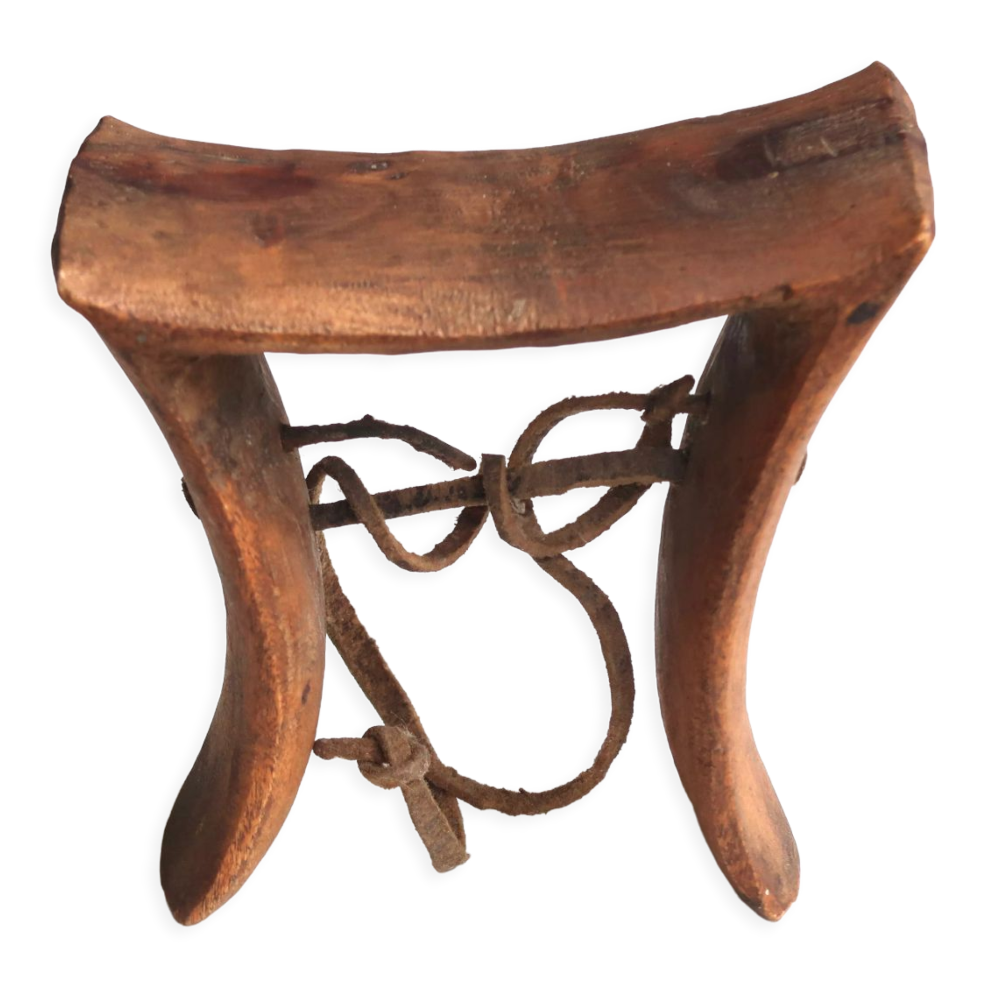 Repose tête africain en bois années 70