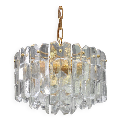 Suspension en laiton doré et verre cristal Palazzo, Kalmar, Autriche, 1970