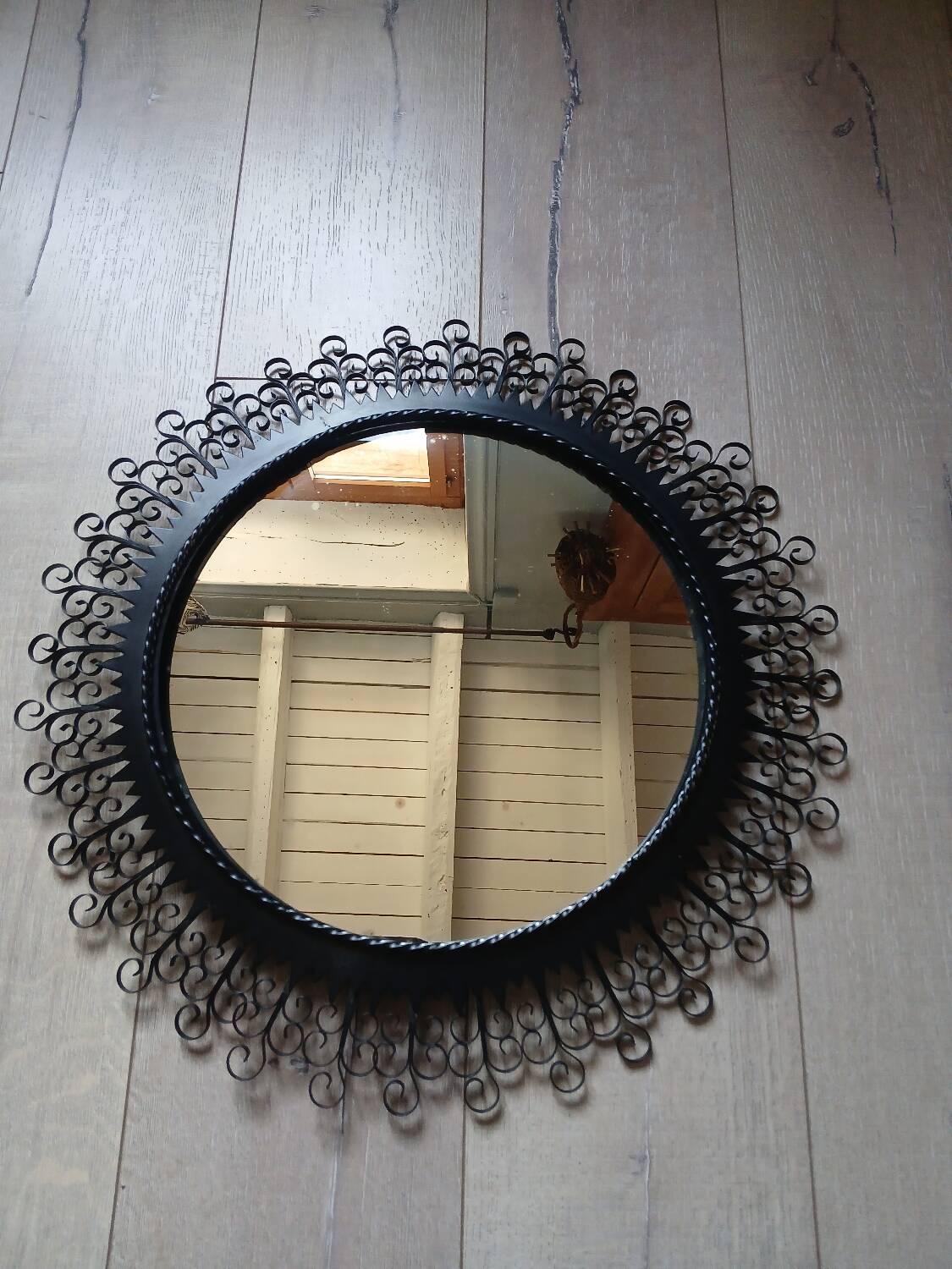 Miroir ancien en fer forgé Chaty Vallauris