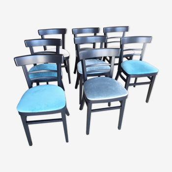 Série de 8 chaises d'hotel relookées