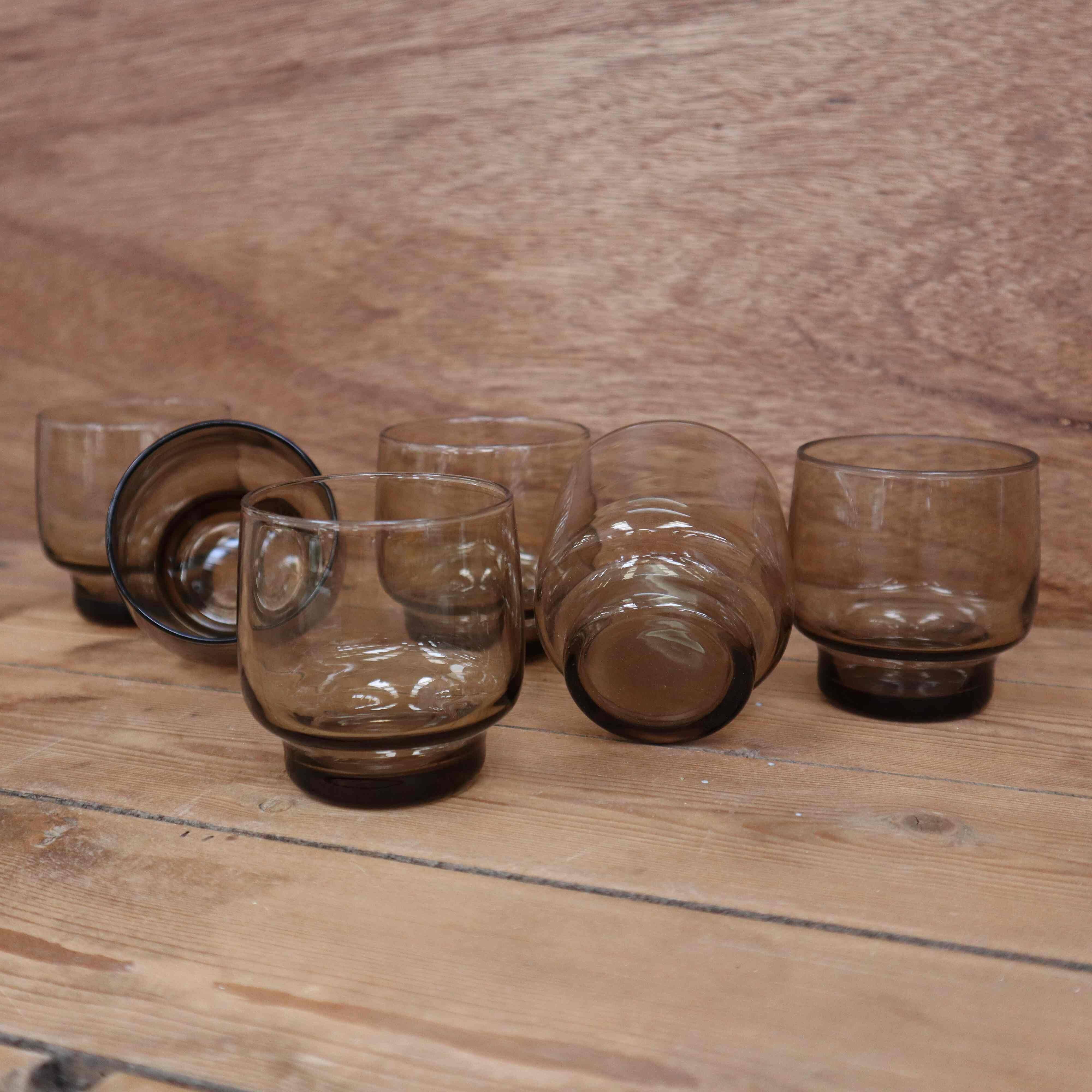 Set of 6 medium luminarc smoked glass glasses