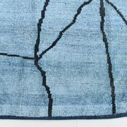 Sky Blue Wool Rug, Modern Handmade Designer Vintage Carpet, 213x281 Cm