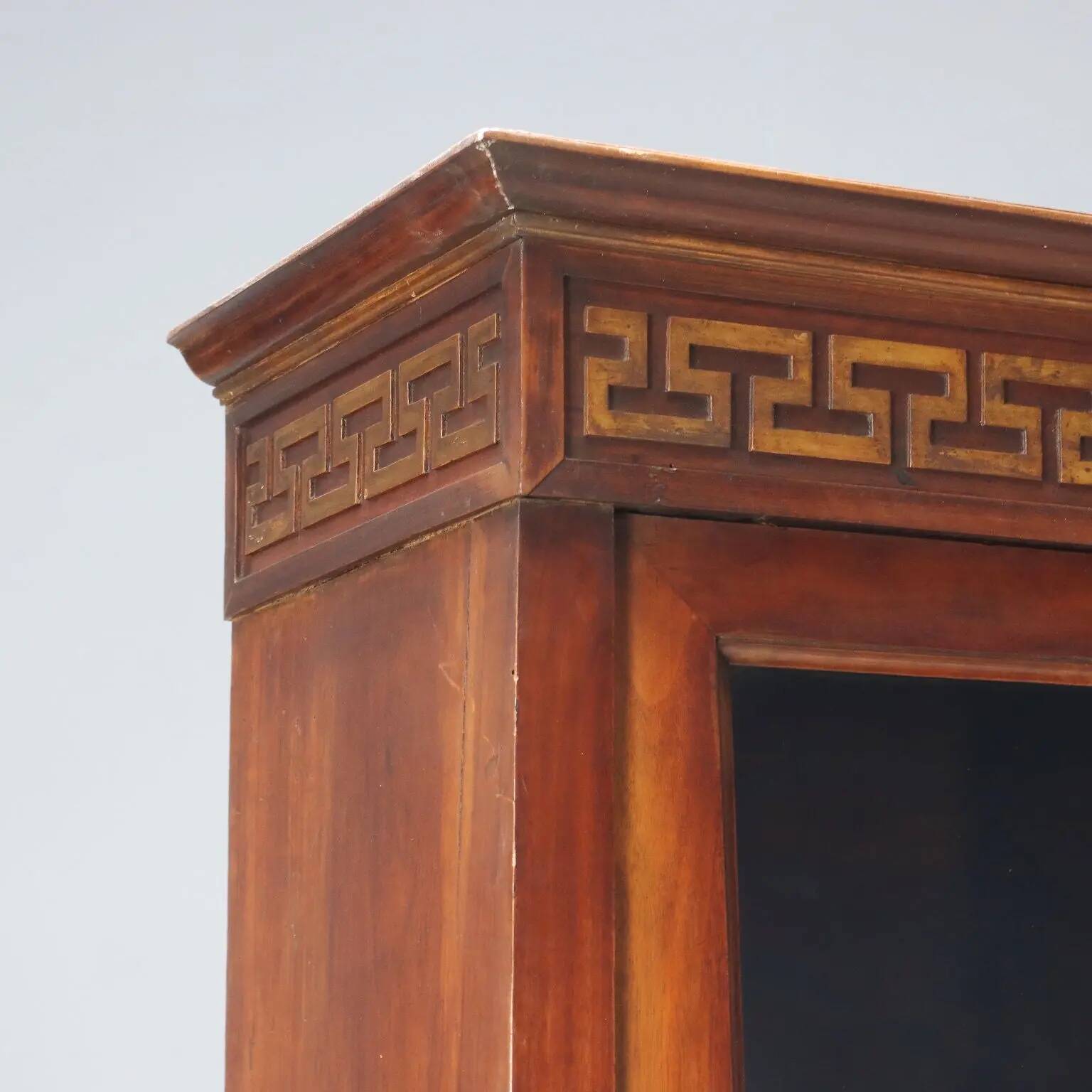 Empire display cabinet in walnut and bronze, Italy, 19th century