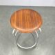 1950s German Industrial Stool with Plywood Seat