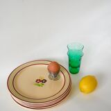 set of 6 flat plates with flowers and borders Gien 1950