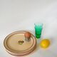 lot de 6 assiettes plates fleuries et liserés Gien 1950