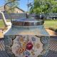 ENGLISH PORCELAIN BISCUIT BARREL ALICE BLUE AT TEA TIME DELICACIES
