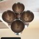 Polished stainless steel coquetiers - wooden feet