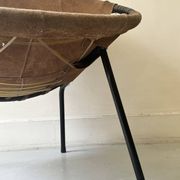 Designer armchair in brown suede circle ballon by Lusch & Co, Germany 1970s