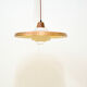 Copper milk glass & teak hanging lamp Bernt Karlby for Lyfa