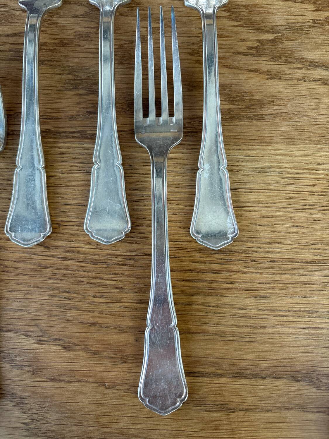 Set of 6 silver metal forks Apollo