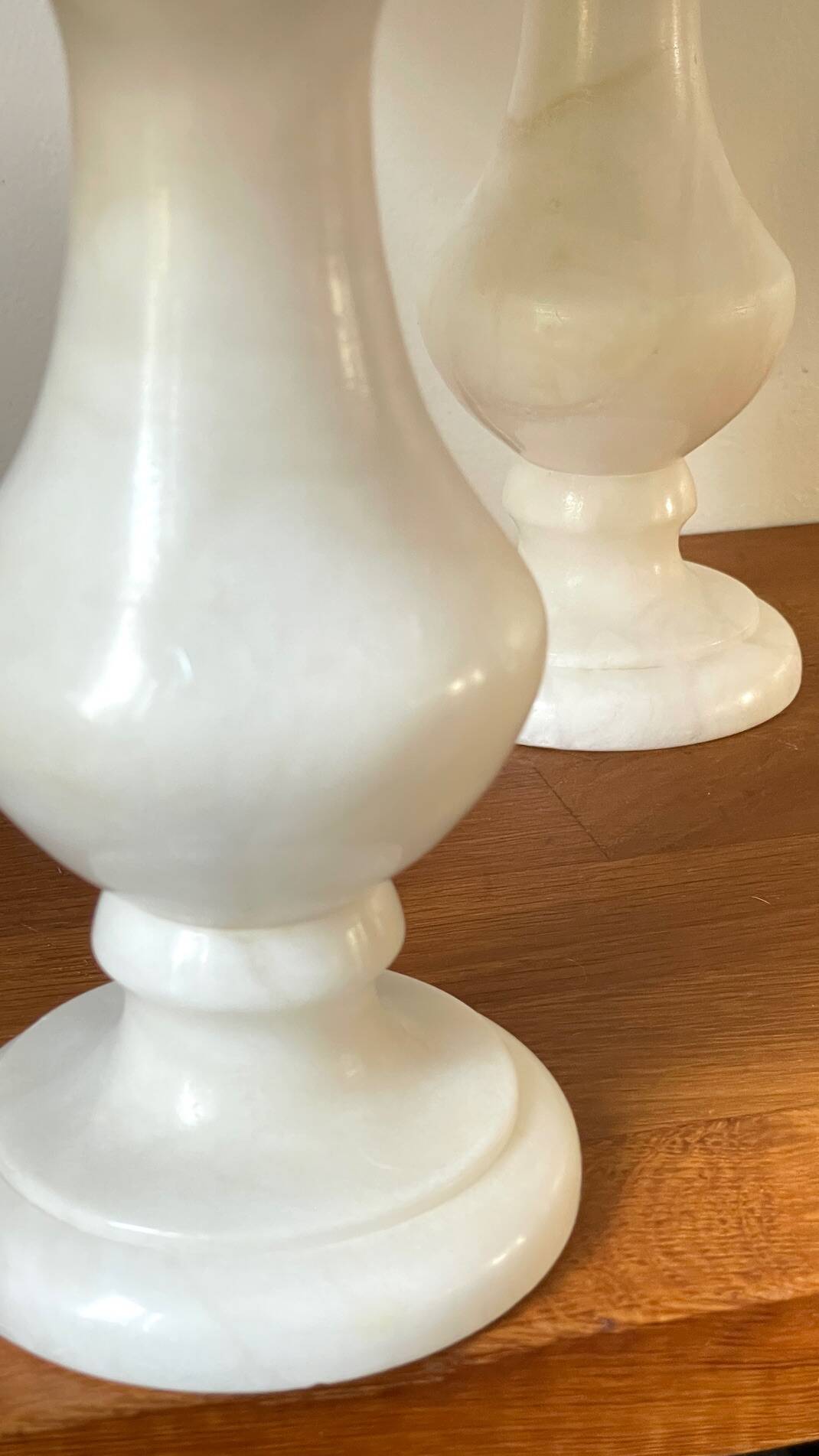 Paire lampes albâtre vintage