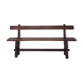 Brutalist bench in massive elm 1960s