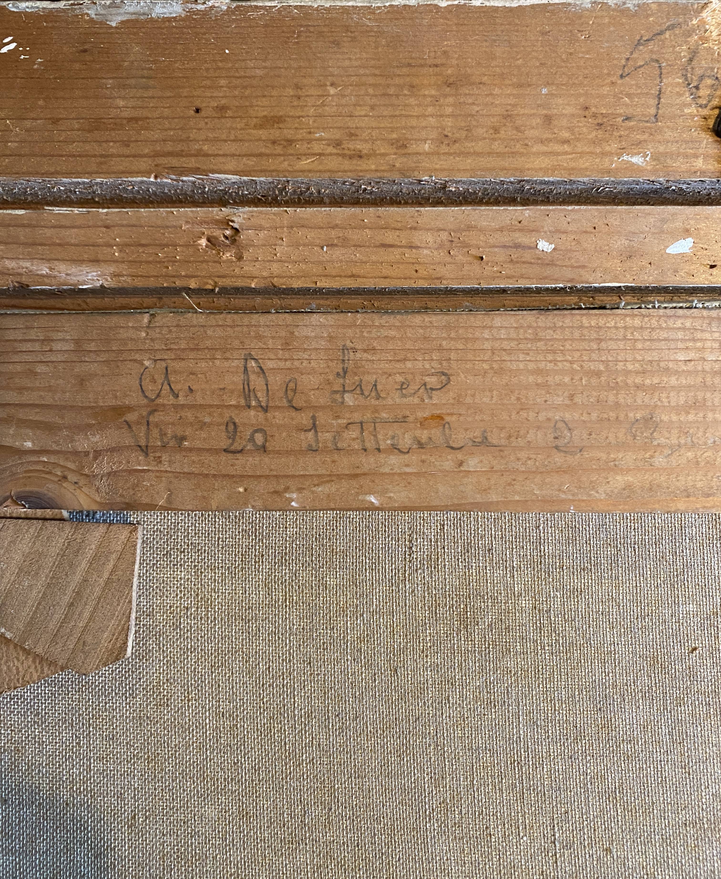 Painting "bouquet of flowers" post impressionist signed a. de luca + frame