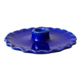 Klein Blue Serrated Ceramic Plate Candle Holder