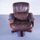 Brutalist leather swivel armchair 1970