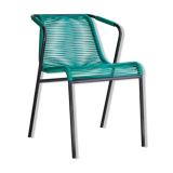 Metal and scoubidou green garden chair