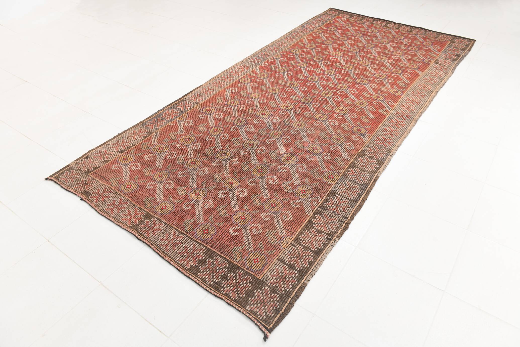 Rug For Living Room Red Turkish Kilim Rug, 151x336Cm