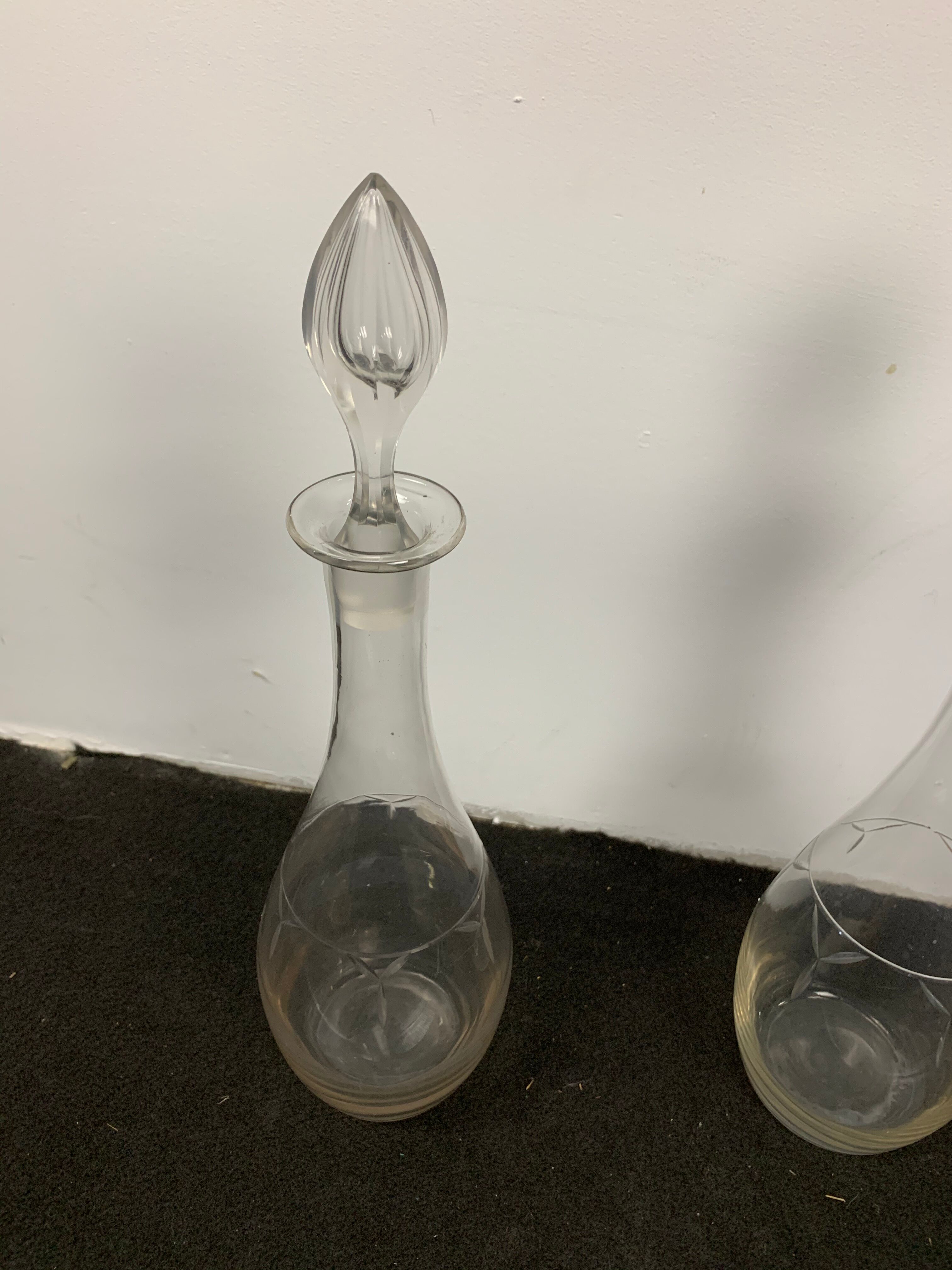 Pair of crystal wine carafes