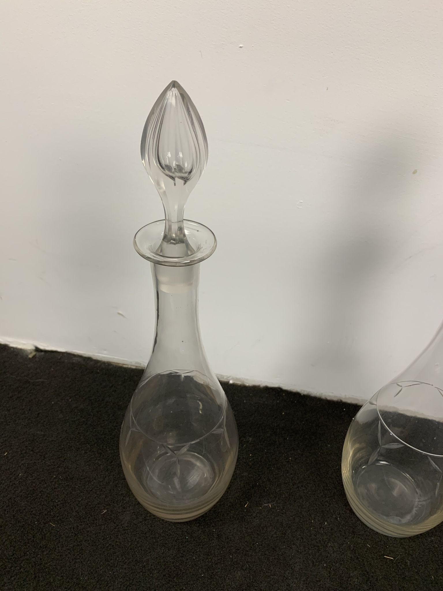 Pair of crystal wine carafes
