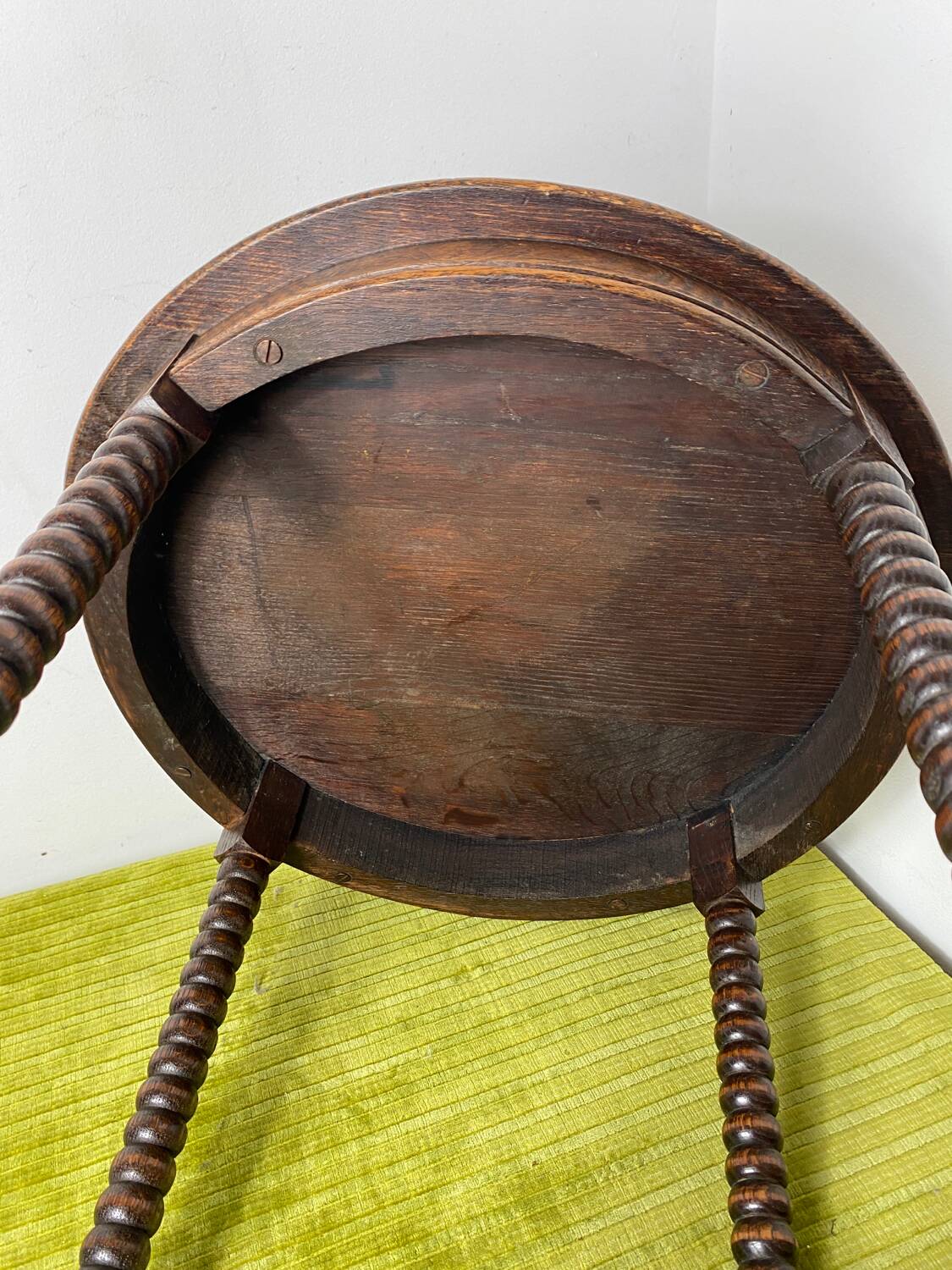 Round turned wood side table