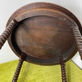 Round turned wood side table